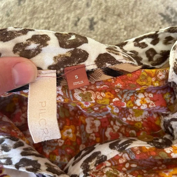 Anthropologie Pilcro Multicolor Floral and Leopard Print blouse - Picture 3 of 3